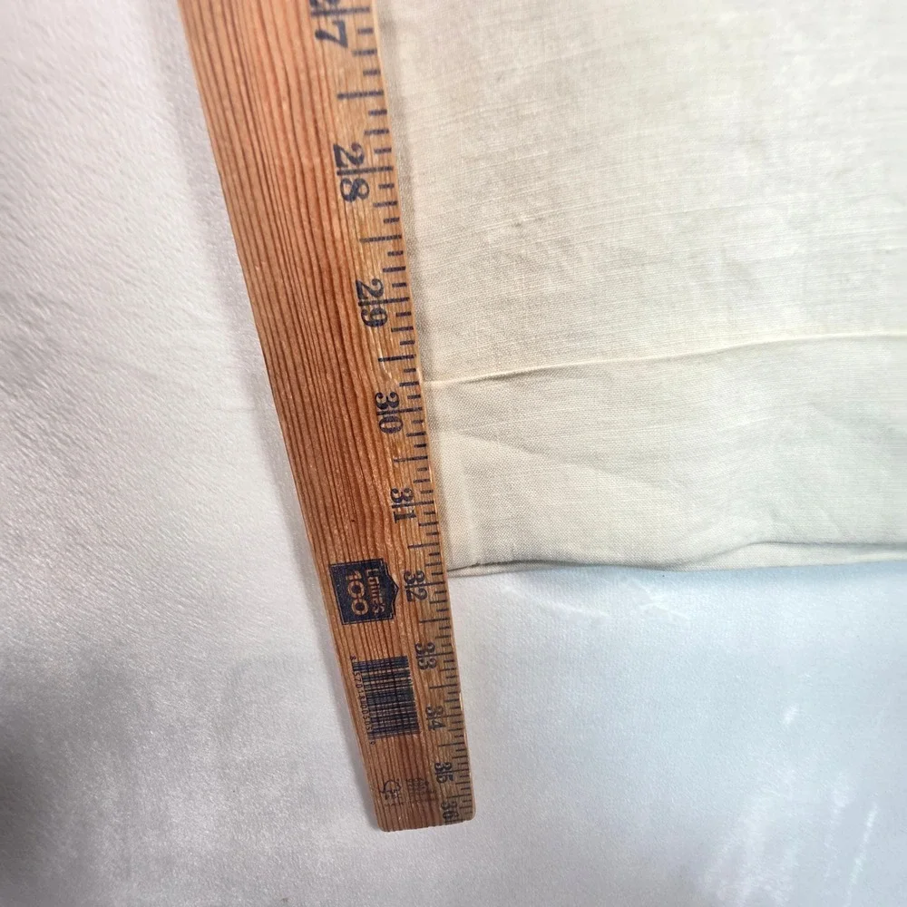 Y2K Banana Republic Harrison Linen Pants Women's 12 Cream Wide Leg Stretch